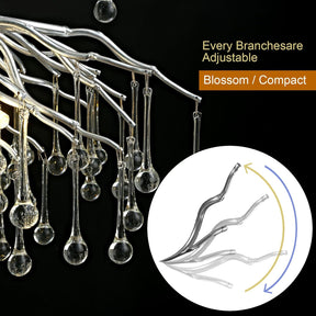 Raindrop Tree Branch Chandelier 23" 47"