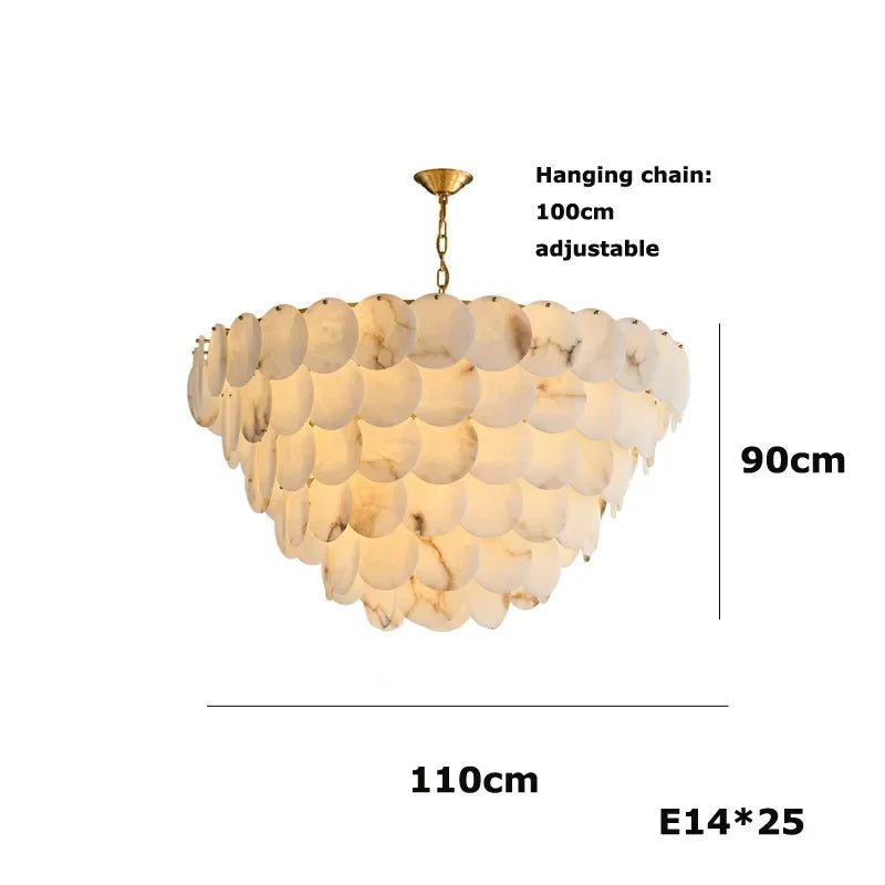 Noah Multi - Layer Natural Alabaster Round Modern Chandelier 35''/43'' - Arialamps
