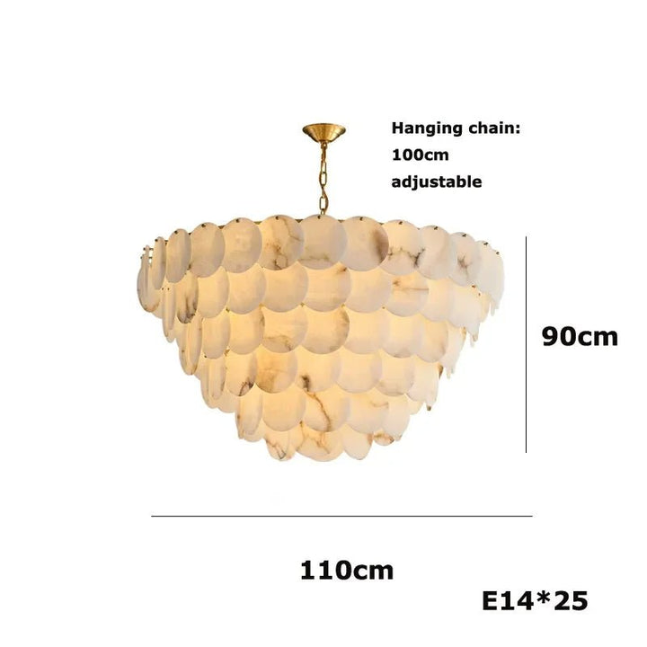 Noah Multi - Layer Natural Alabaster Round Modern Chandelier 35''/43'' - Arialamps