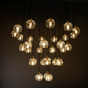 Bille De Crystal Round Cluster Chandelier 30"