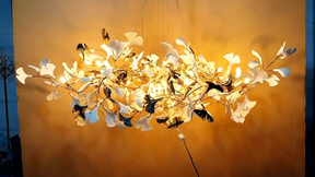 Modern Ceramic Petal Chandelier Gold Length 31" 39" 59" 78"