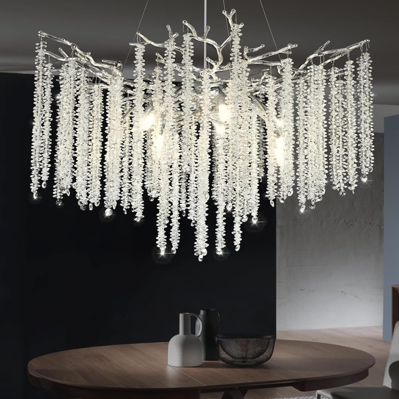 Snow Tree Branches Silver Chandelier for All Rooms 30''