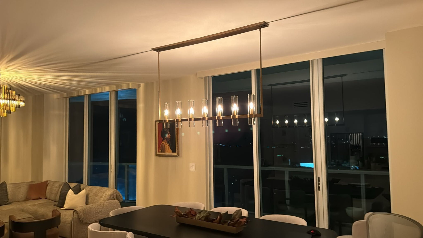 Ravelle Glass Linear Chandelier 59"