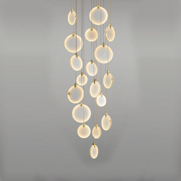 Queenie marble disc Long Round chandelier For Loft