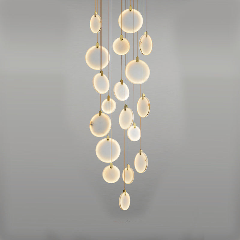 Aria Queenie Marble Disc Round Chandelier For Loft