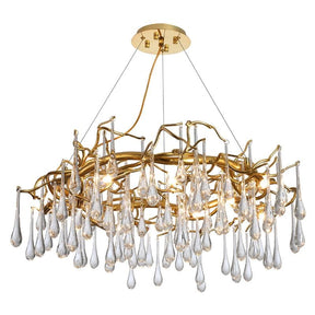 Branch Round  Long Tear Crystal  Chandelier