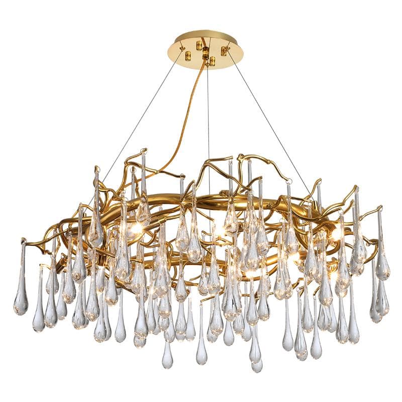 Branch Round  Long Tear Crystal  Chandelier