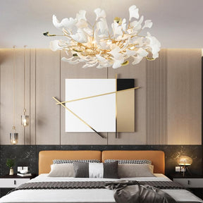 Round Modern Ceramic Petal Chandelier Gold