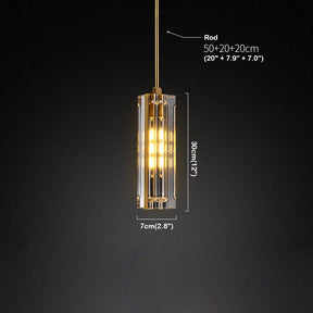 Golden Rectangular Crystal  Pendant Lighting