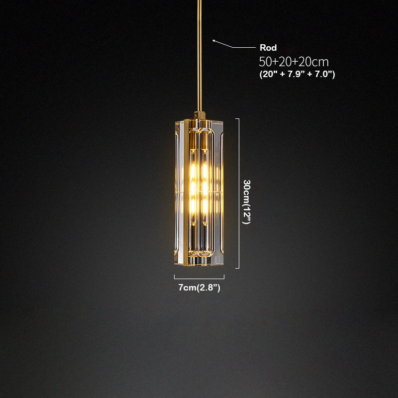 Golden Rectangular Crystal  Pendant Lighting