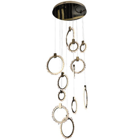 Aria Mamie Rock Crystal 12 Rings Staircase Chandelier, Interior Decoration Chandelier