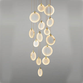 Queenie marble disc Long Round chandelier For Loft