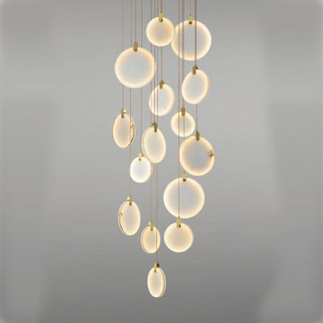 Queenie marble disc Long Round chandelier For Loft