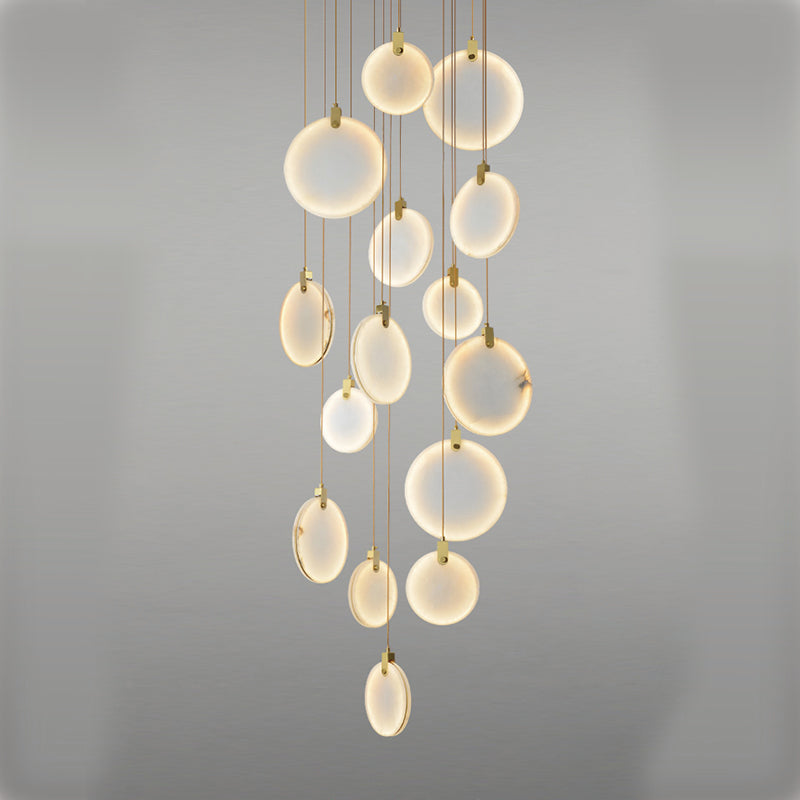 Aria Queenie Marble Disc Round Chandelier For Loft