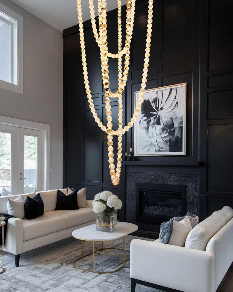 Modern LED Natural Alabaster Globes Beads Hanging Chandelier Indoor Lighting Fixture Modern Pendant lamp