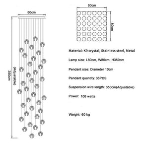 Adonis Suspension Water Drop Chandelier（ 43-Light customized）