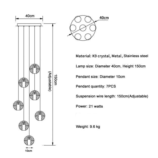 Adonis Suspension Water Drop Chandelier（ 43-Light customized）