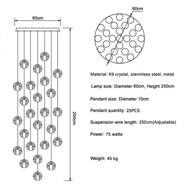 Adonis Suspension Water Drop Chandelier（ 43-Light customized）