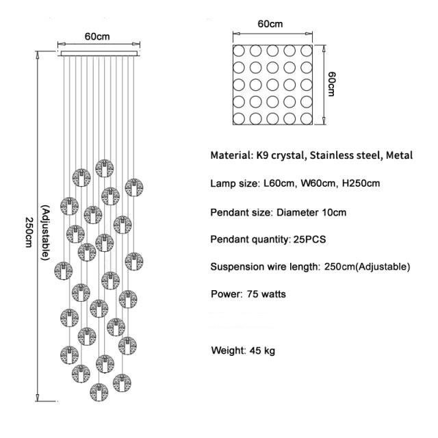 Adonis Suspension Water Drop Chandelier（ 43-Light customized）