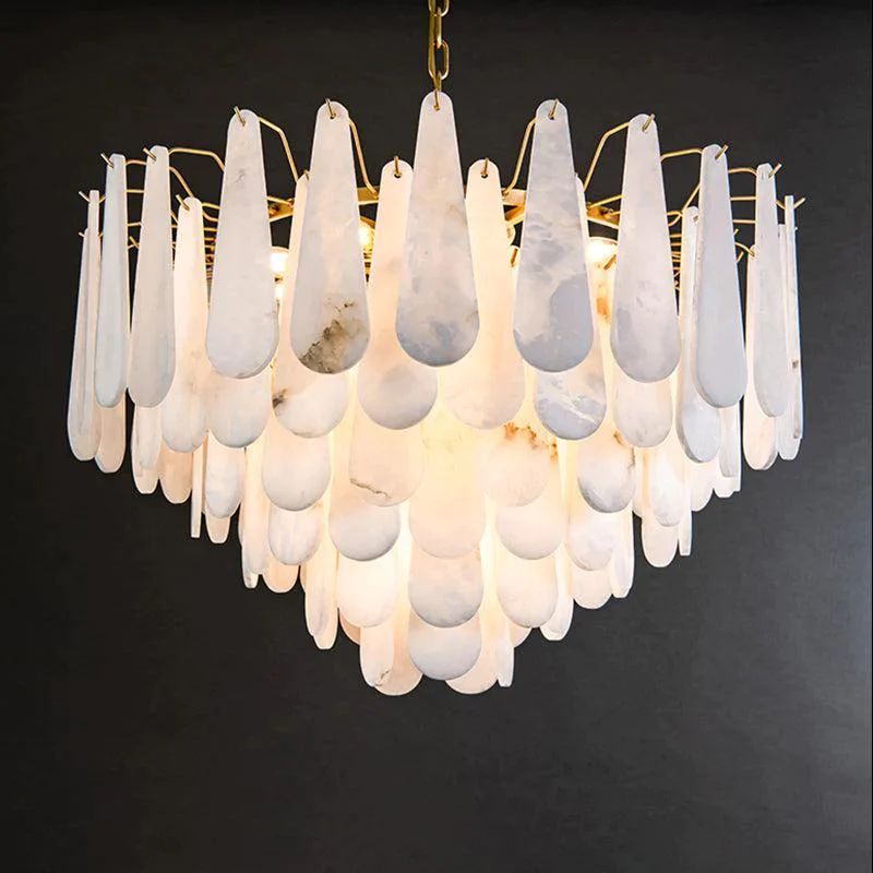 Aria Alabaster Feathery Chandelier