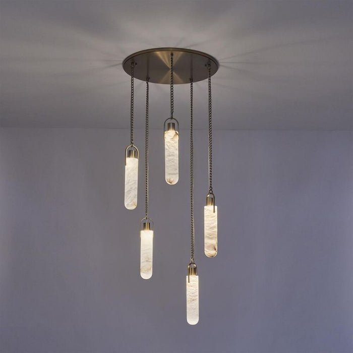 Bettina Multi Light Round Alabaster Pendant Lamp Fixture