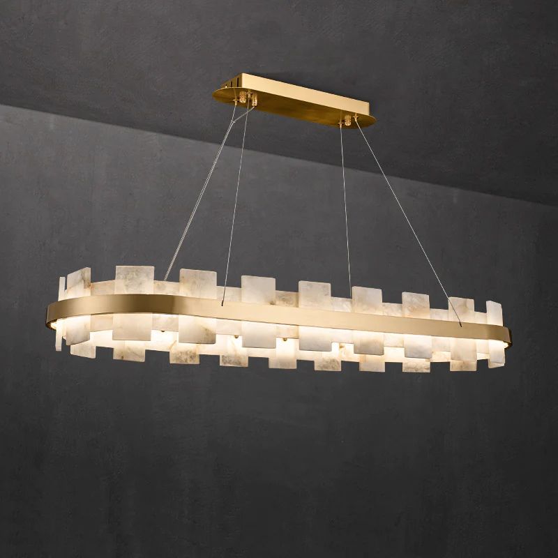 Aria Alabaster Glo Modern Oval Chandelier