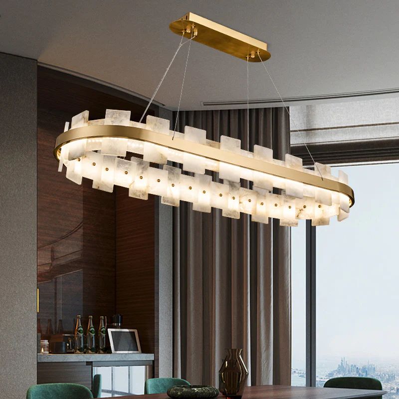 Aria Alabaster Glo Modern Oval Chandelier