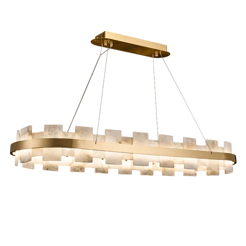 Aria Alabaster Glo Modern Oval Chandelier