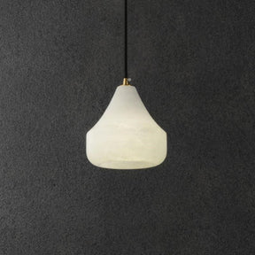 Aria Alabaster Hat Pendant Light Over Nightstand