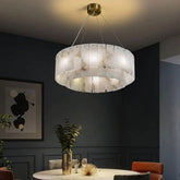 Aria Alabaster Modern Round Chandelier