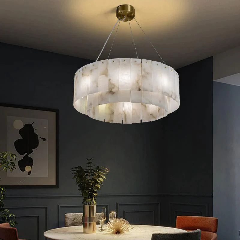 Aria Alabaster Modern Round Chandelier