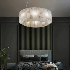 Aria Alabaster Modern Round Chandelier