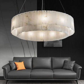 Aria Alabaster Modern Round Chandelier