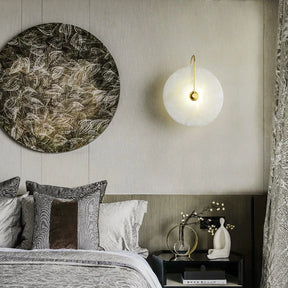 Aria Alabaster Round Bedroom Bedside Wall Sconce