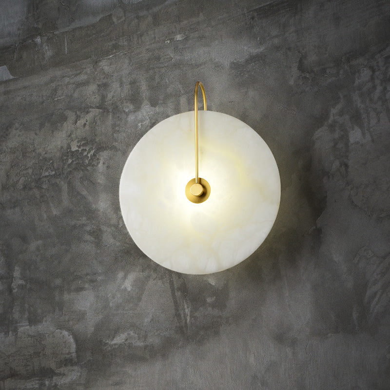 Aria Alabaster Round Bedroom Bedside Wall Sconce