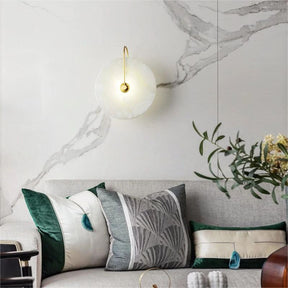 Aria Alabaster Round Bedroom Bedside Wall Sconce