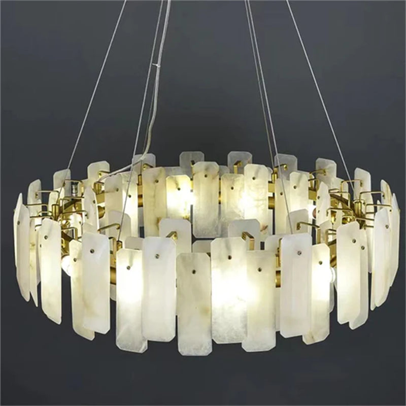 Aria Alabaster Round Pendant Chandelier