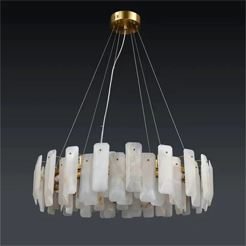 Aria Alabaster Round Pendant Chandelier