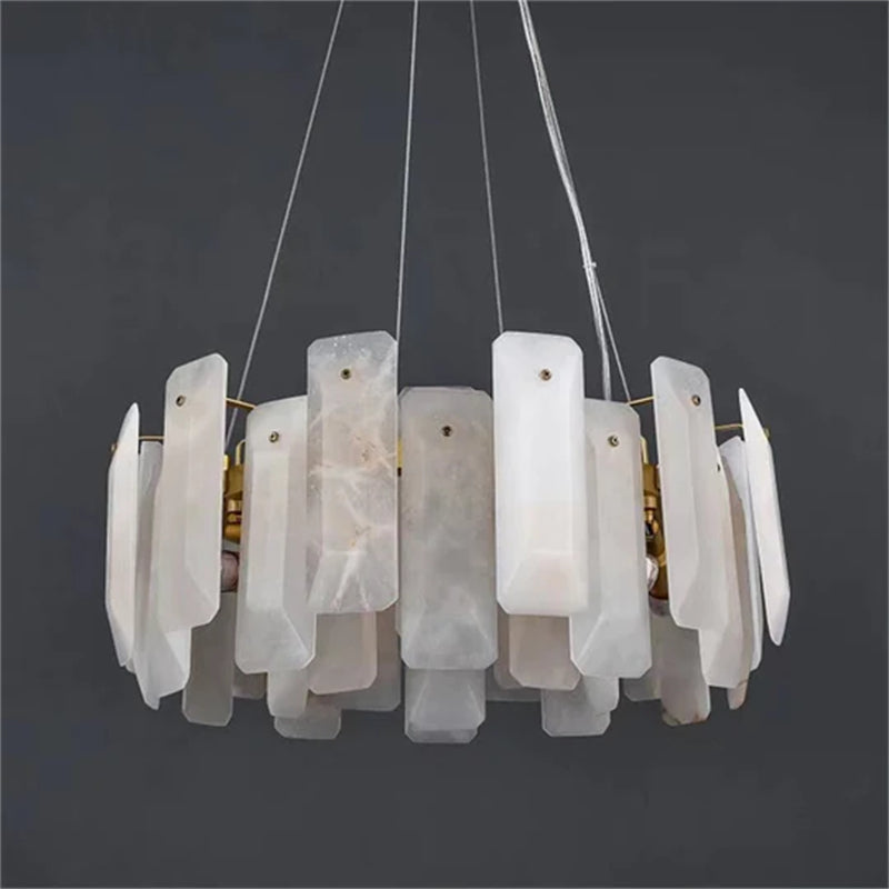 Aria Alabaster Round Pendant Chandelier