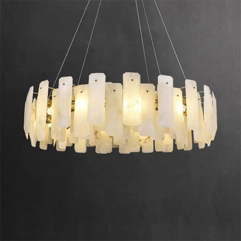 Aria Alabaster Round Pendant Chandelier