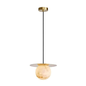 Aria Alabaster Sphere Pendant Light Above Bed