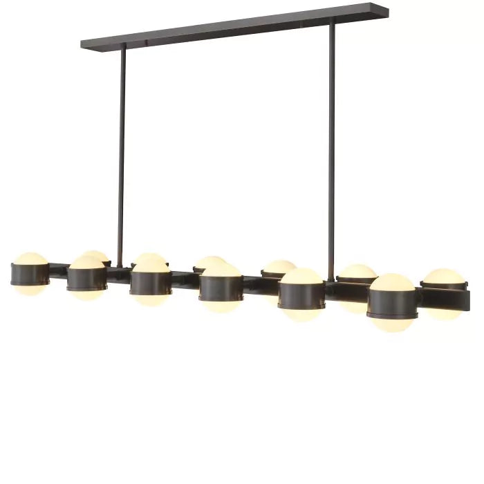 Aria Aldo Modern Chandelier - (Bronze Highlight Finish | White Glass)