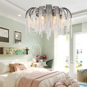 Sophian Aluminum Chain Tassel Round Chandelier