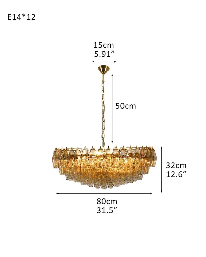 Modernist Chandelier ceiling brass satin frame decor for sitting room | Purple Blown Glass D80*H32CM D31.5"*H12.6" Amber American Vintage chandelier lamp