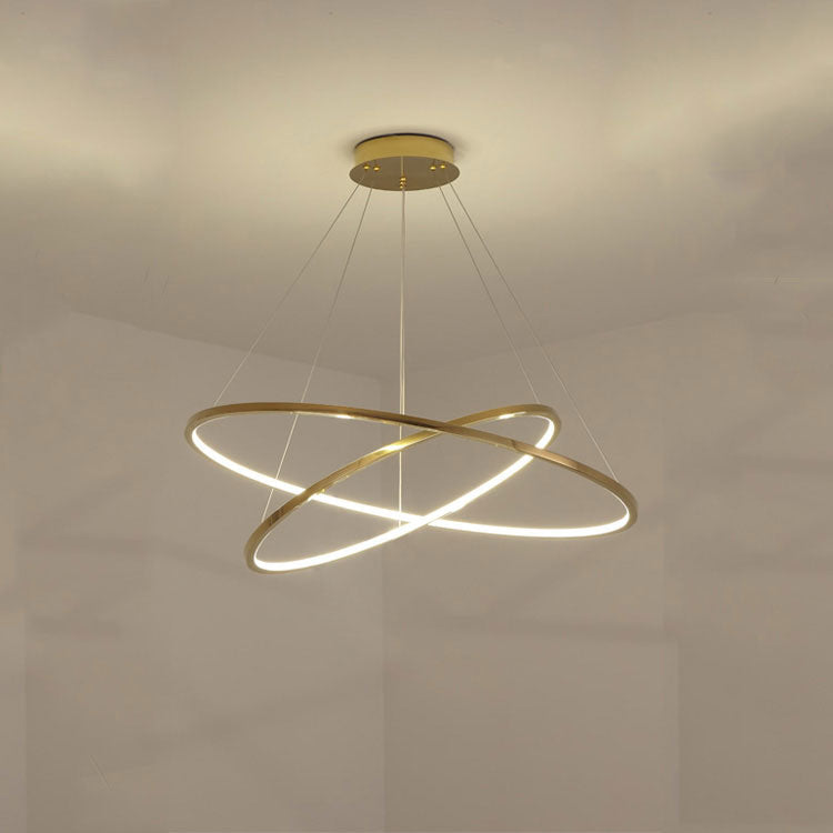 Amina Gold Multi Rings Chandelier for Lobby Villa