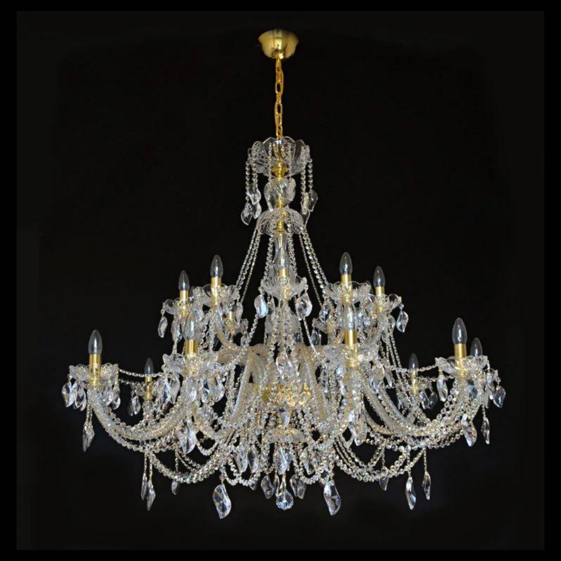 Aria Aristocratico 20 Crystal Glass Chandelier (Gold/Silver)