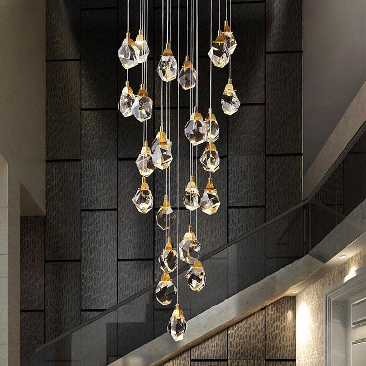 Masonry Faceted Crystal Prisms Chandelier