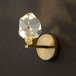 Faceted Crystal Masonry Wall Sconce, Brass