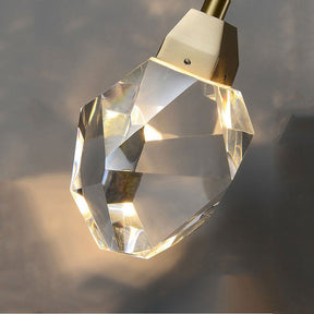 Faceted Crystal Masonry  Pendant Light, Brass