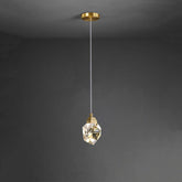 Faceted Crystal Masonry  Pendant Light, Brass